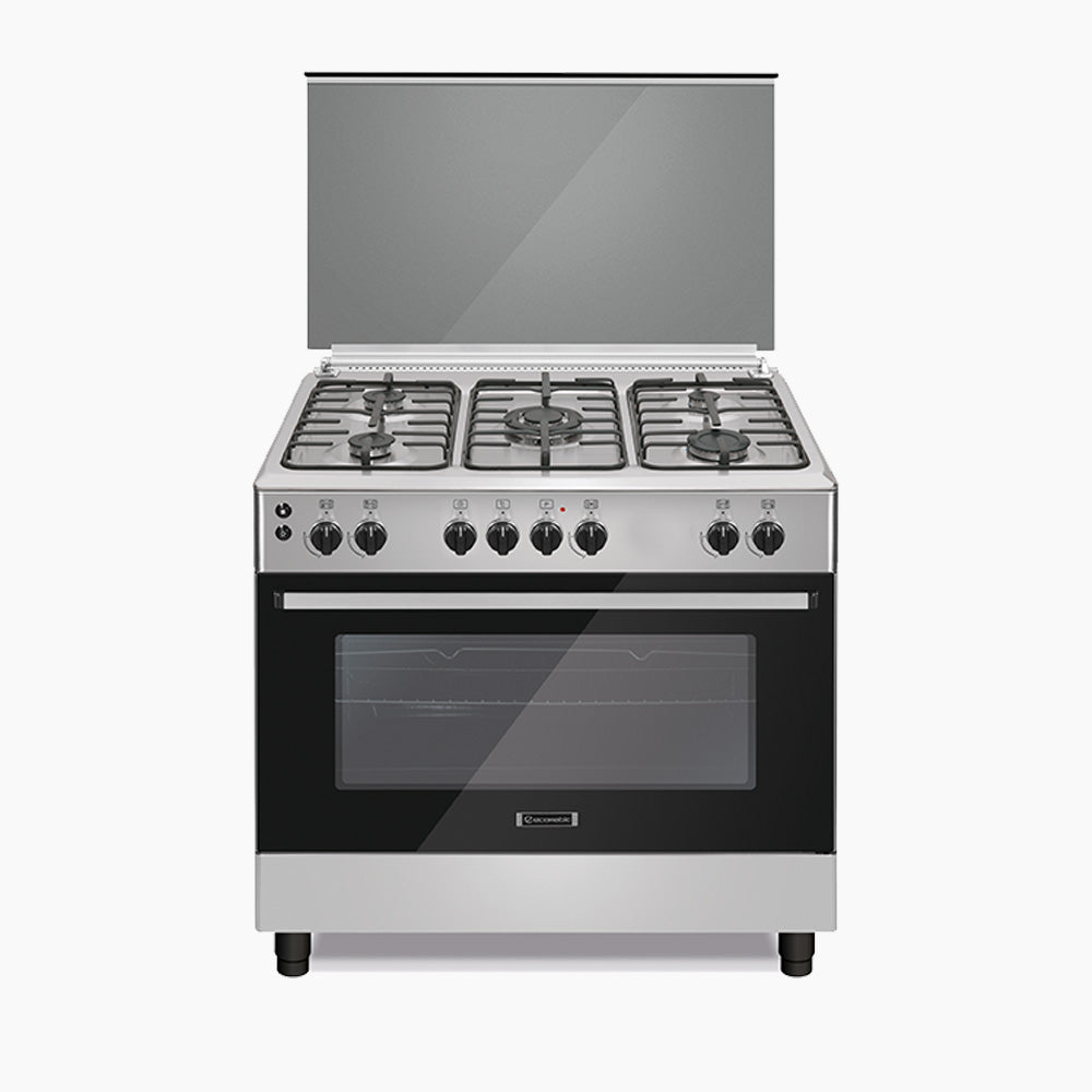 Ecomatic 90 cm Stainless Steel Gas Cooker - 5 Burners with Full Safety and Auto Ignition - FS9104M