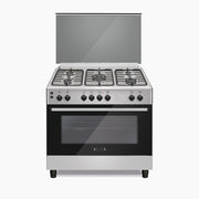 Ecomatic 90 cm Stainless Steel Gas Cooker - 5 Burners with Full Safety and Auto Ignition - FS9104M