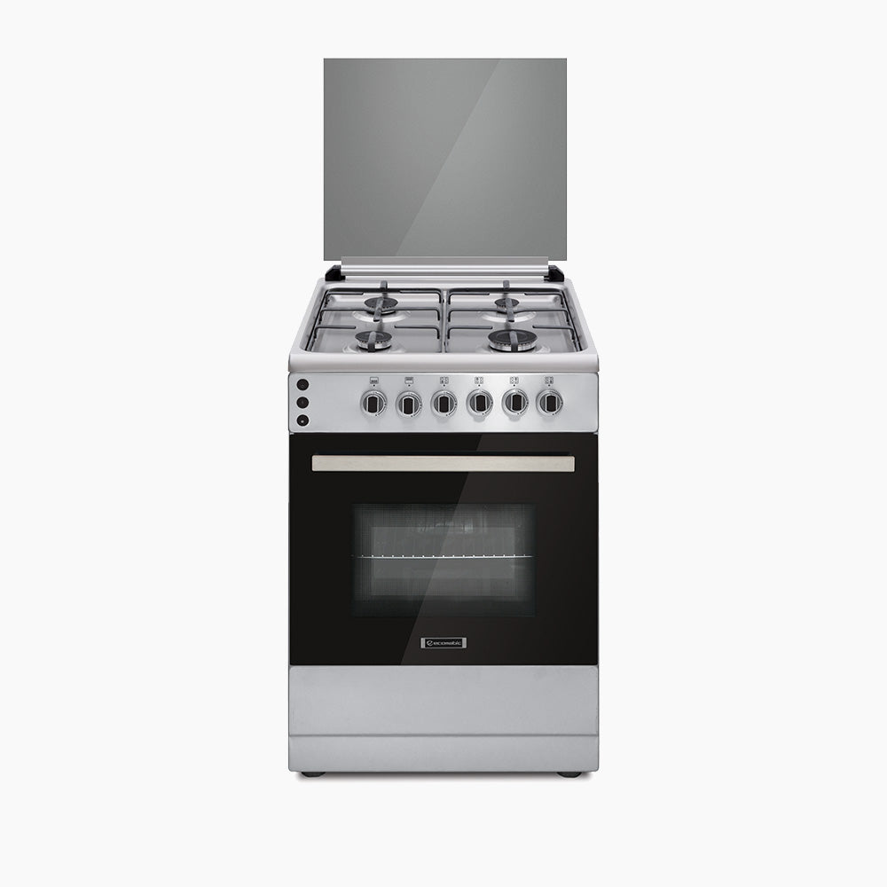 Ecomatic Gas Cooker 60 cm Stainless Steel - 4 Burners with Wide Pan Supports - Full Safety and Auto Ignition – FS6104M