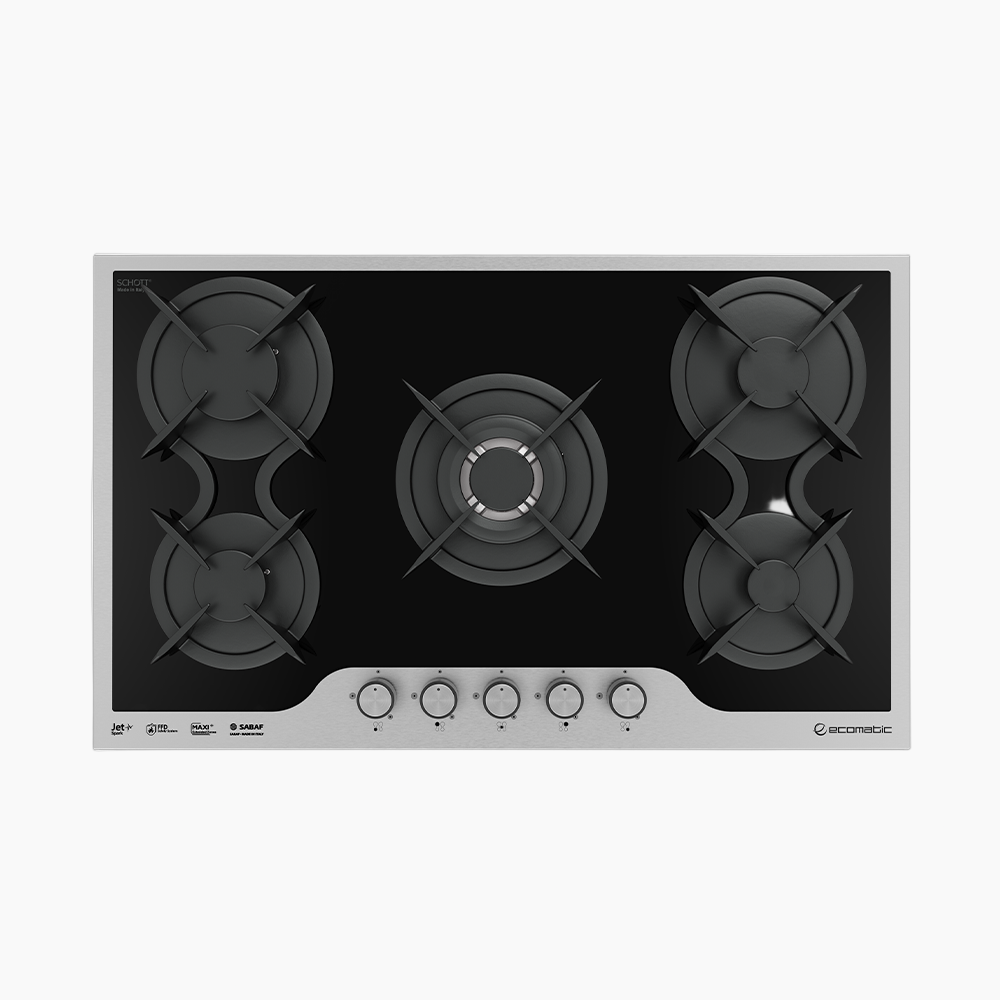 Ecomatic 90cm Crystal Black Infinity Hob – 5 Burners