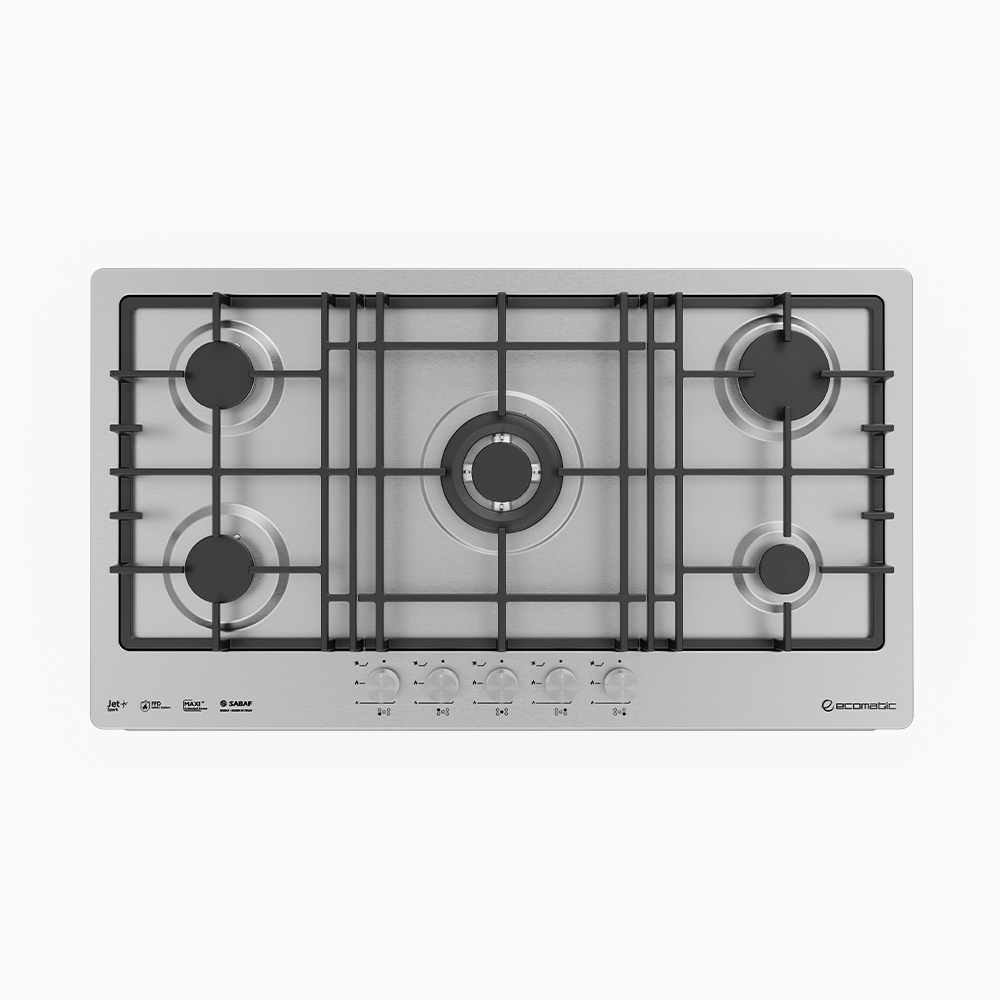 مسطح بلت إن غاز 92 سم ستانلس ستيل | 5 شعلات XL - S943XL5C