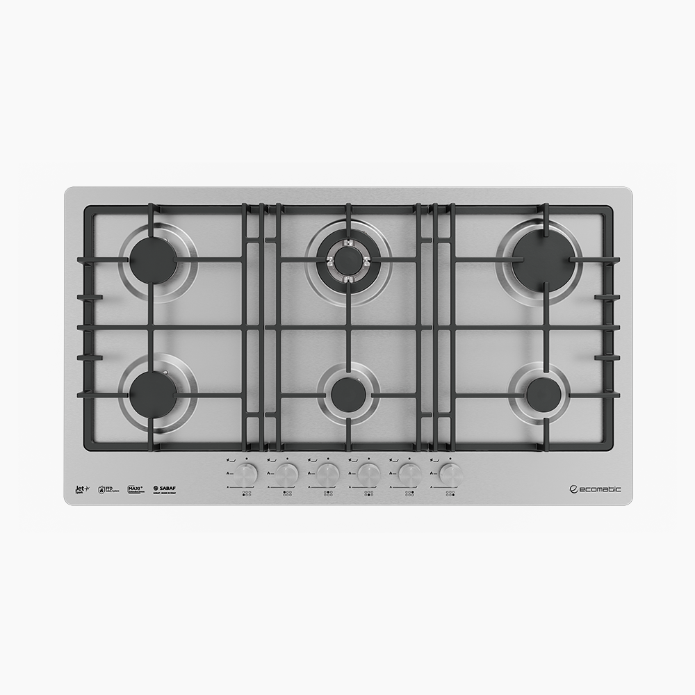 Ecomatic Built-in gas hob 92 cm XL Stainless Steel | 6 Burners - S943XL6C