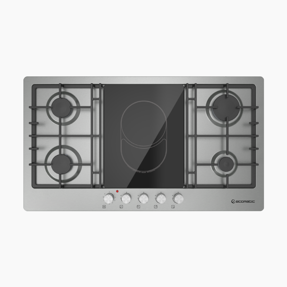Ecomatic 92 cm Stainless Steel Gas Built-in Hob with Vitroceramic Zone |  XL 5 Burners - S963XLV
