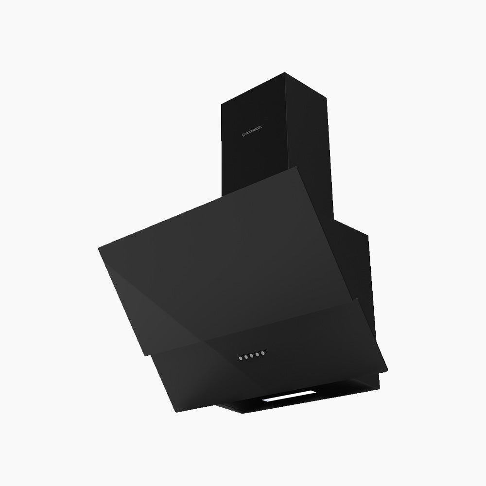 شفاط إيكوماتيك ديكوراتيف 60 سم مائل كريستال أسود – موتور إيطالي 650 م³/الساعة – H6106MRB