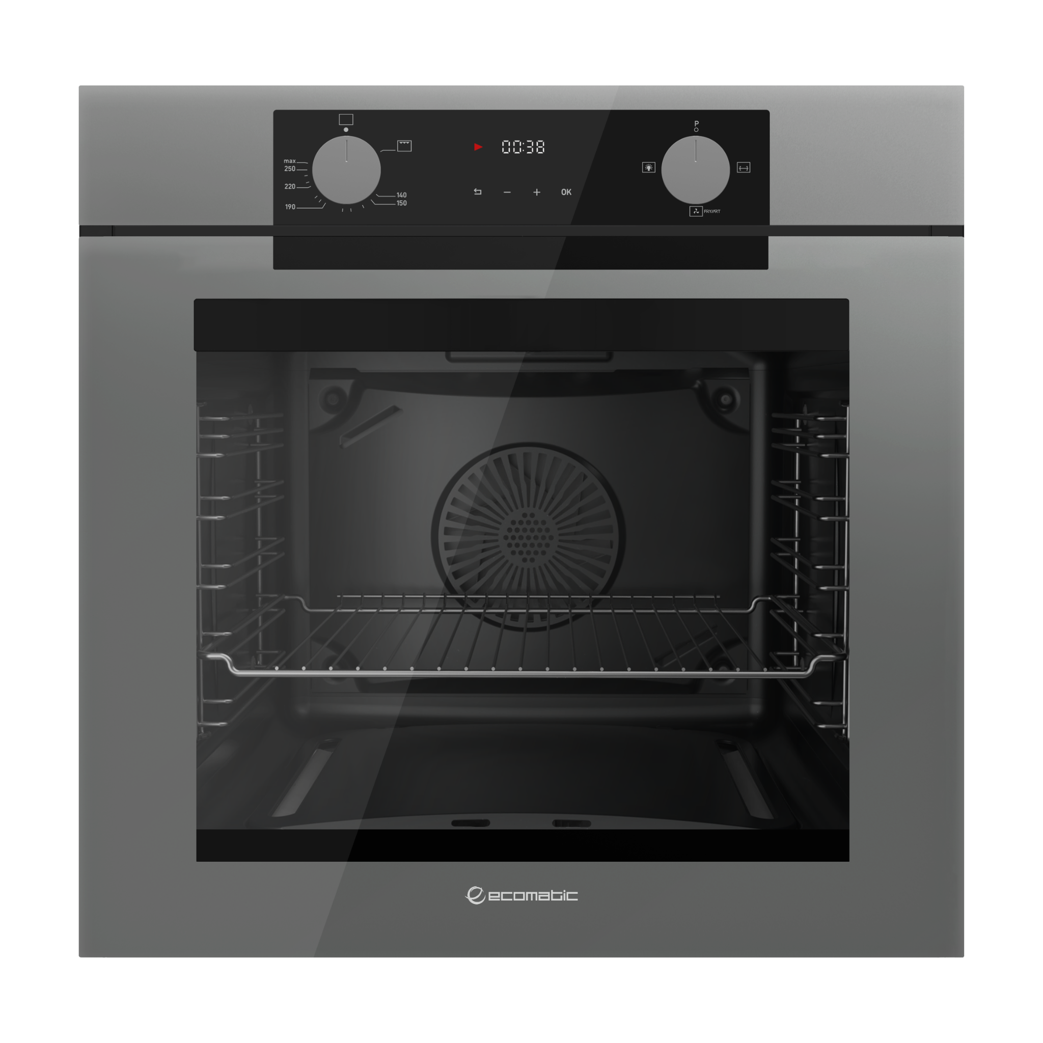 فرن بلت إن غاز 60 سم كريستال رمادي – إيكوماتك | شواية غاز - G6604PROGR