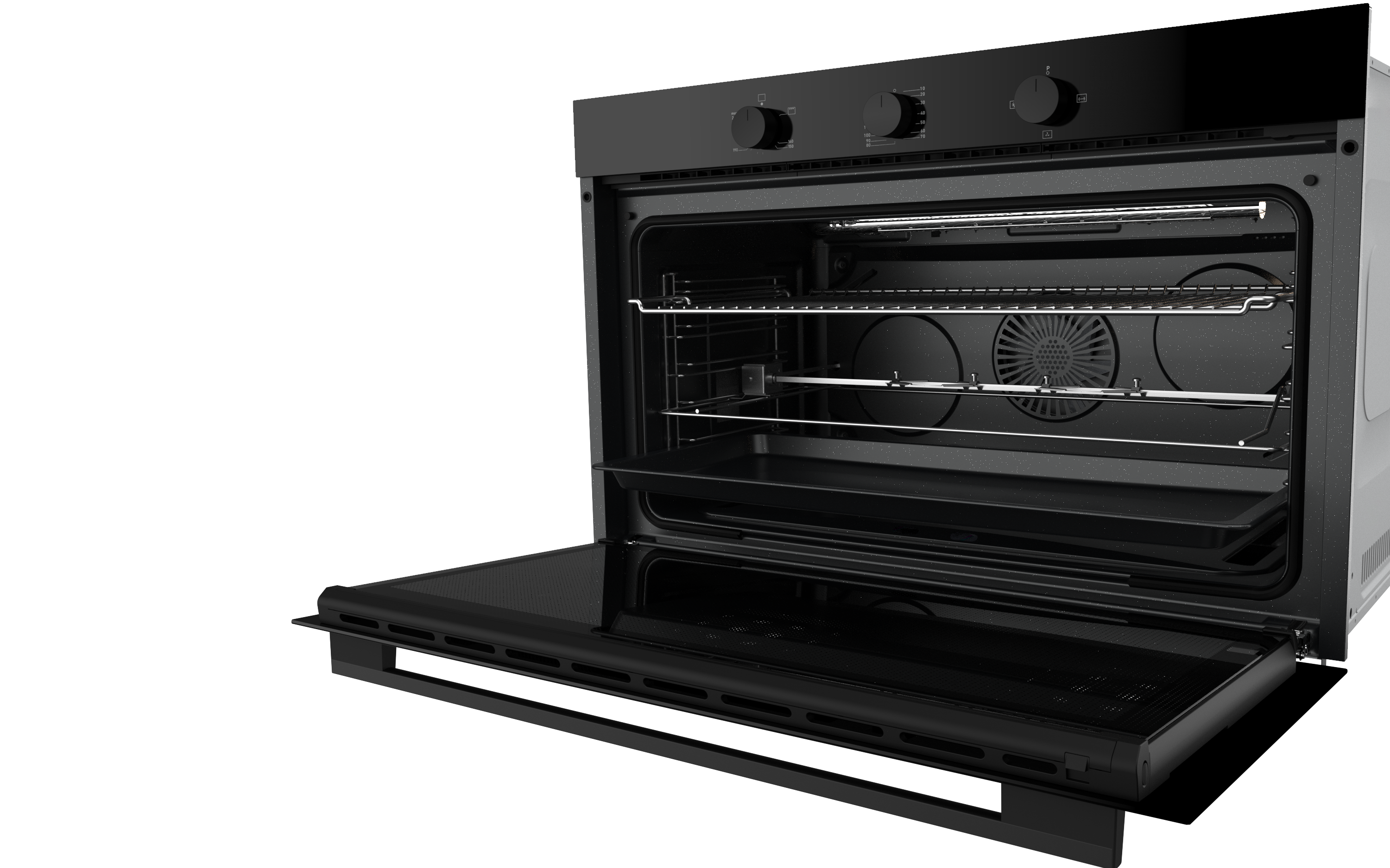 Ecomatic 90 cm Gas Oven With Gas Grill Black Crystal with Fan 120 Liters XXL - G9604GT