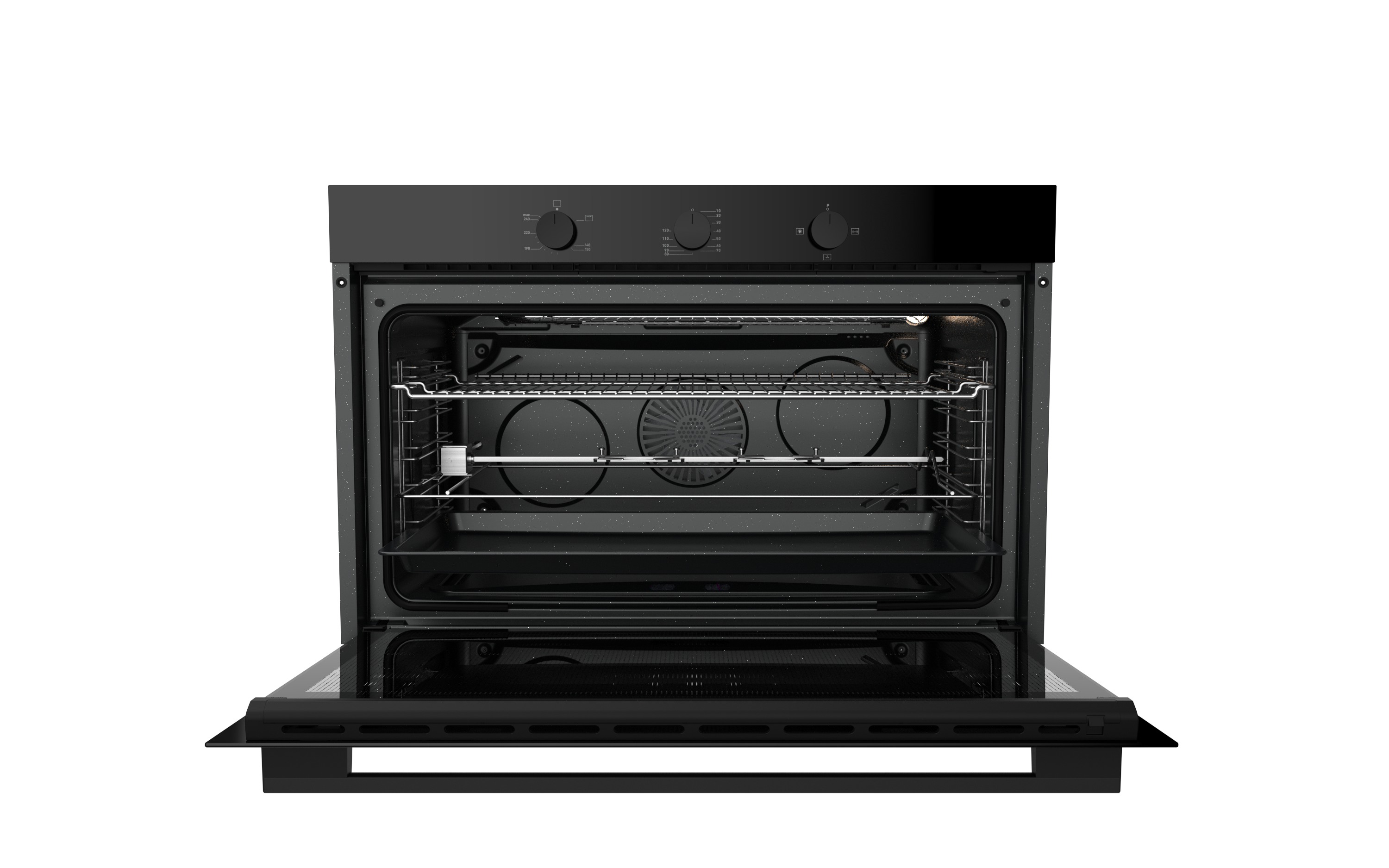 Ecomatic 90 cm Gas Oven With Gas Grill Black Crystal with Fan 120 Liters XXL - G9604GT