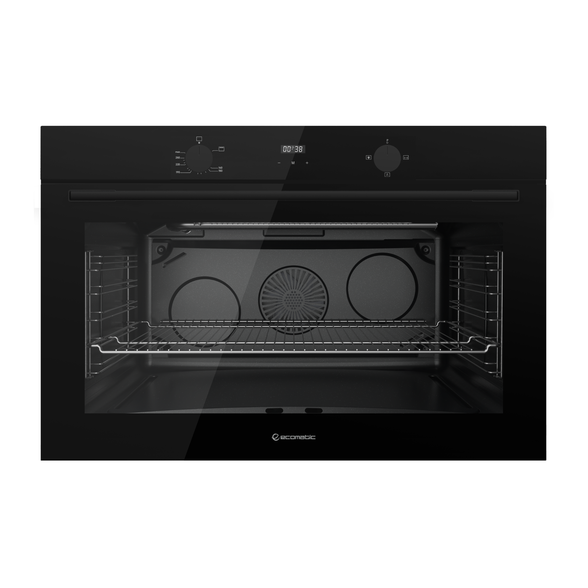 Ecomatic 90 cm Gas Oven with Gas Grill, Black Crystal Digital Touch Wi