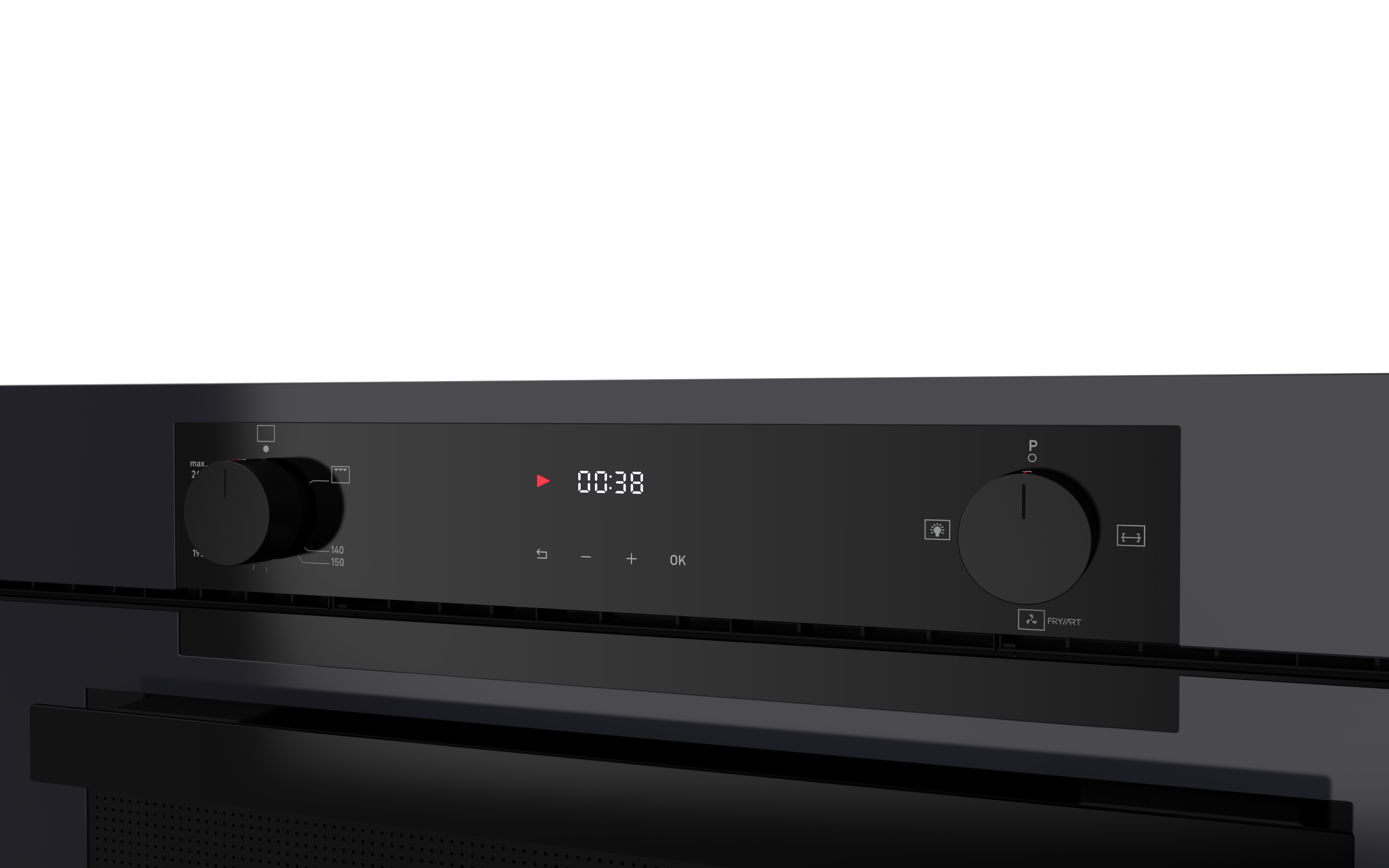 فرن إيكوماتك 90 سم غاز بشواية غاز كريستال أسود ديجيتال تاتش بالمروحة 120 لتر XXL - G9604PROBG