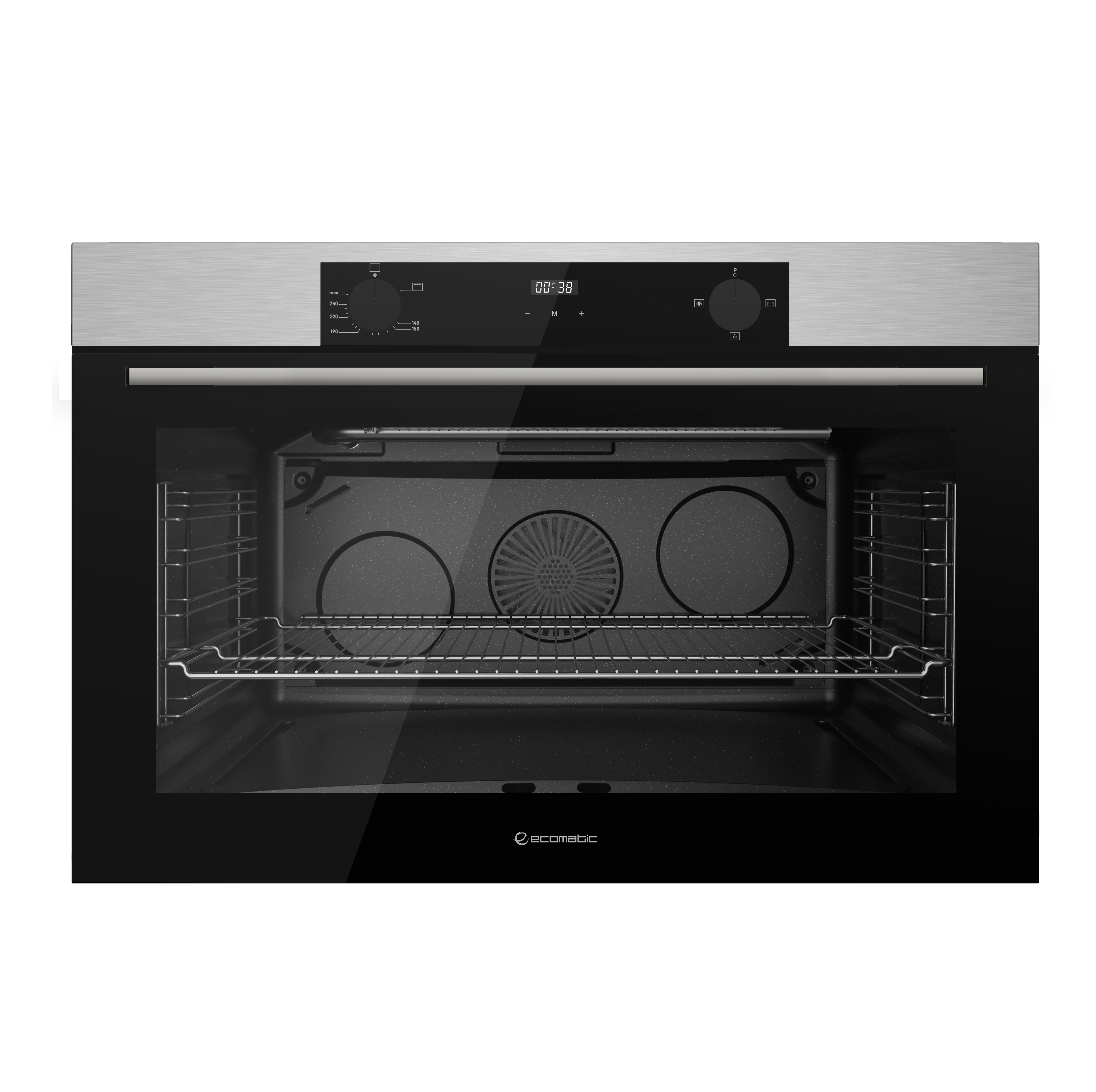 فرن إيكوماتك 90 سم غاز شواية وإستانلس ديجيتال تاتش بالمروحة - G9604TDX