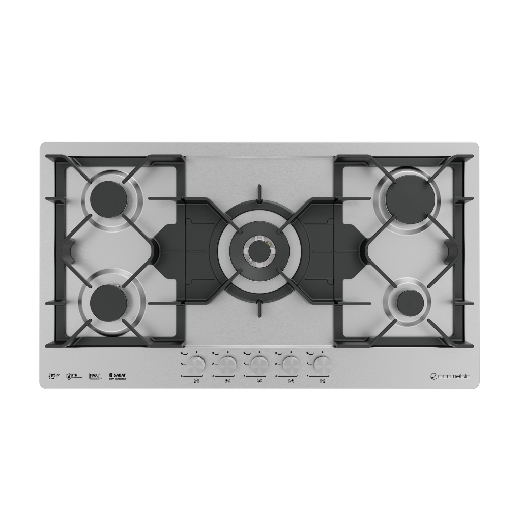 مسطح بلت إن غاز 92 سم ستانلس ستيل | 5 شعلات XL - S9103XLPRO